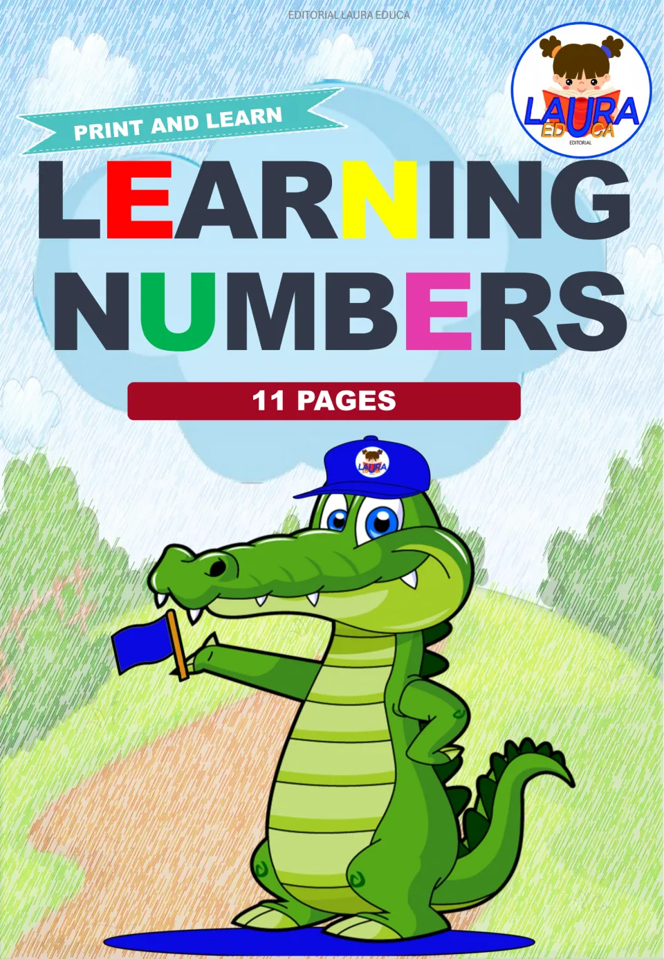Cover of the number-matching resource titled 'Learning Numbers,' labeled 'Print and Learn' and '11 Pages'