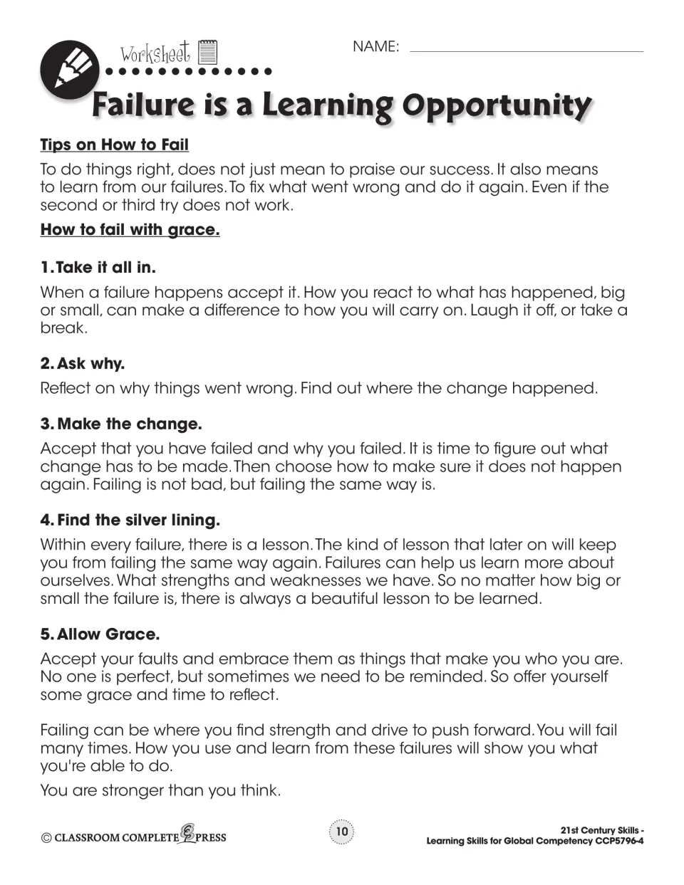Tips on How to Fail: five steps to fail with grace, including 'Ask why', 'Find the silver lining' and 'Allow Grace'