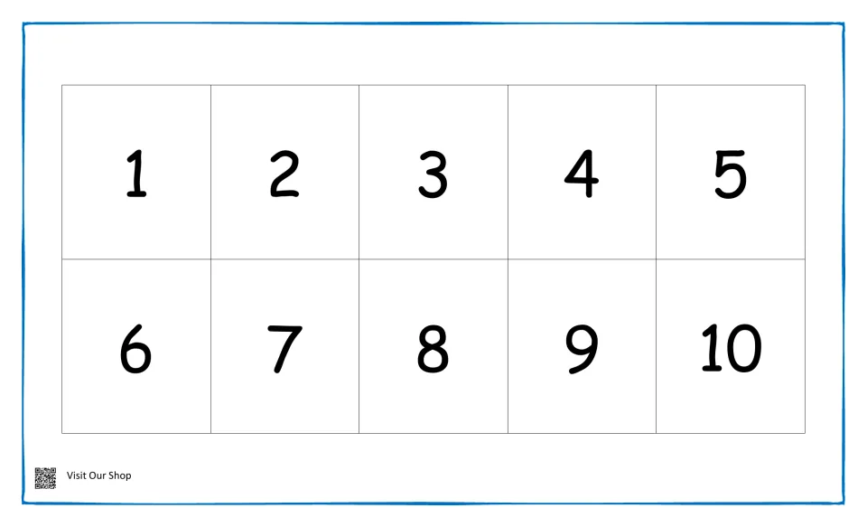 Numerals 1 to 10 shown without number words, a matching set for the One to Ten counting chart