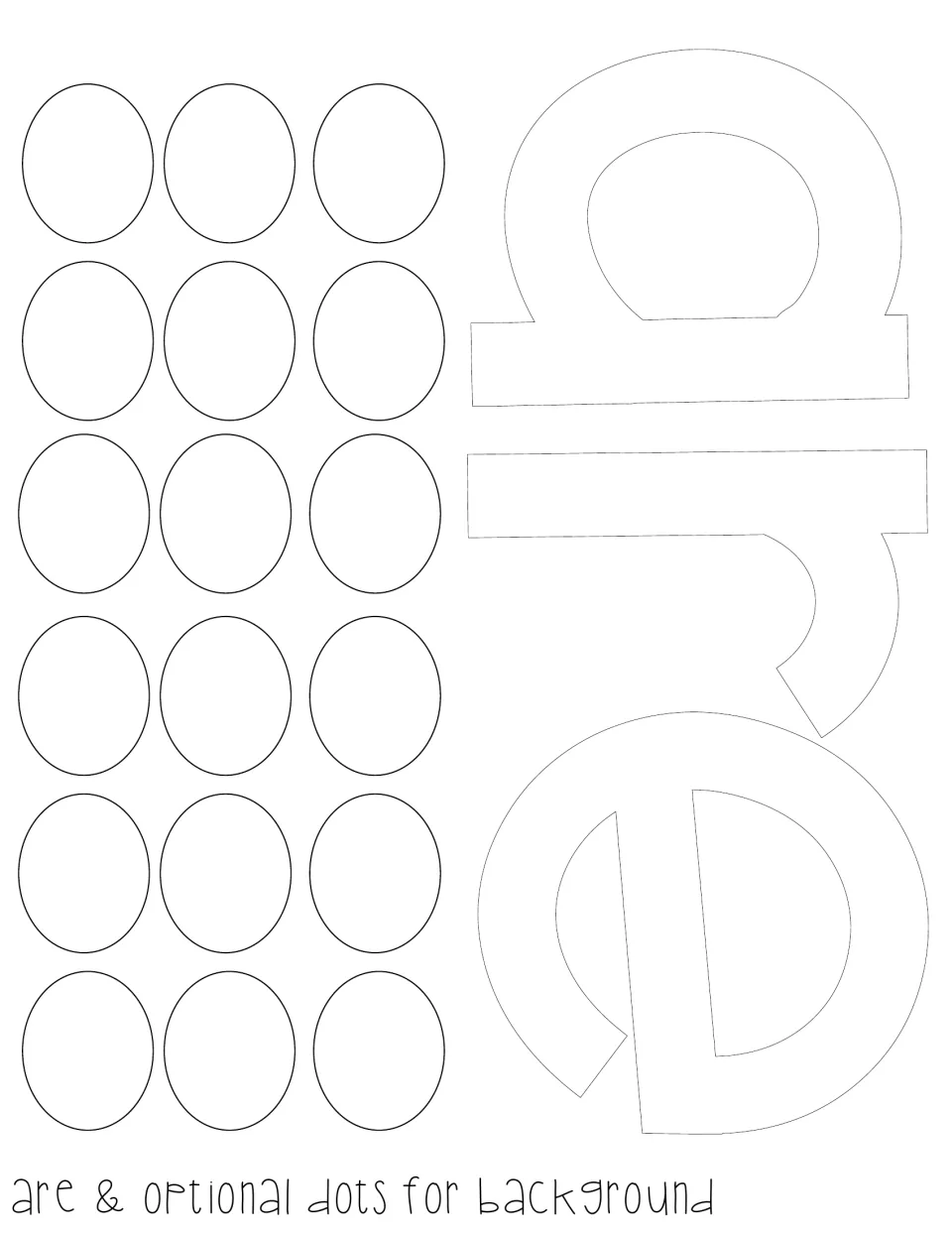 Outline cut-out letters spelling 'are' and 18 optional background dots for the autumn classroom display