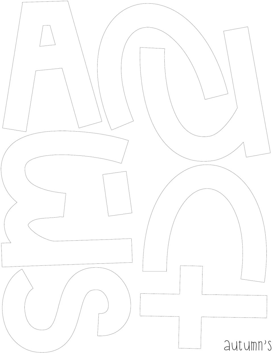 Outline cut-out lettering for 'autumn's' in the seasonal bulletin board or classroom door display