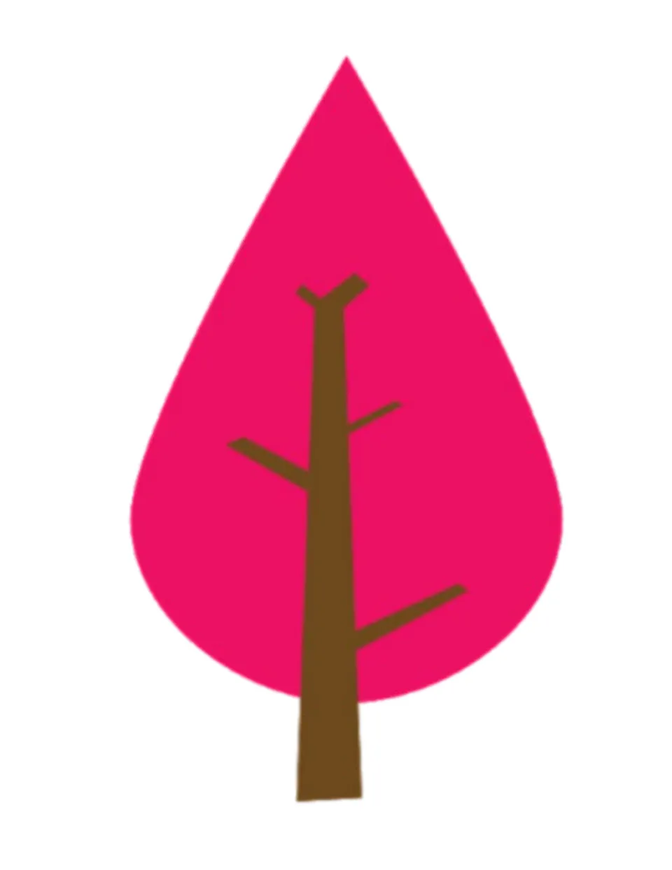 Pink tree cut-out with a brown trunk and branches, a decorative element for the autumn classroom display