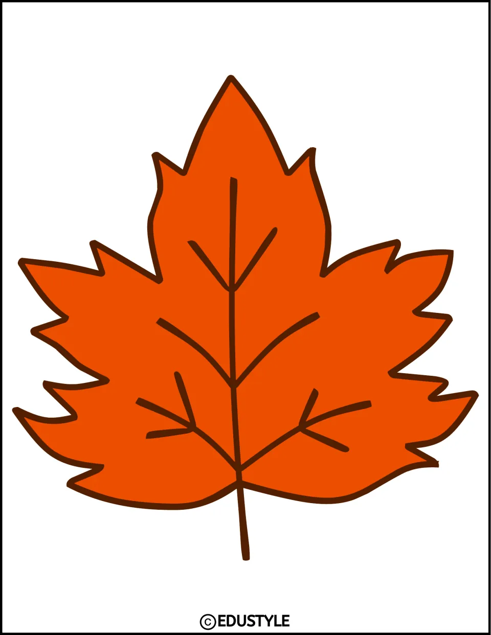 Large orange leaf cutout with brown veins, a seasonal piece for the fall bulletin board and door decor kit