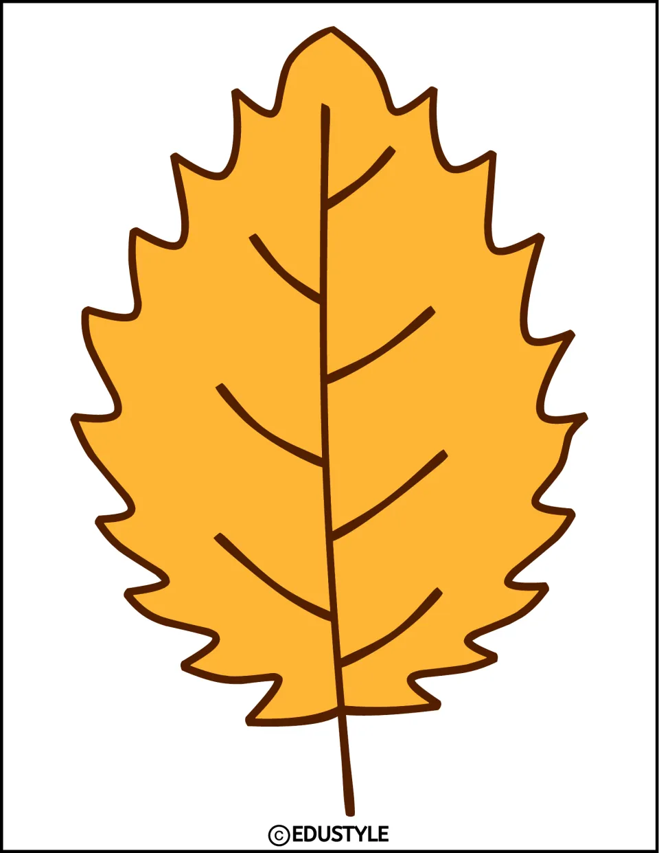 Large yellow leaf cutout with brown veins, a seasonal piece for the fall bulletin board and door decor kit