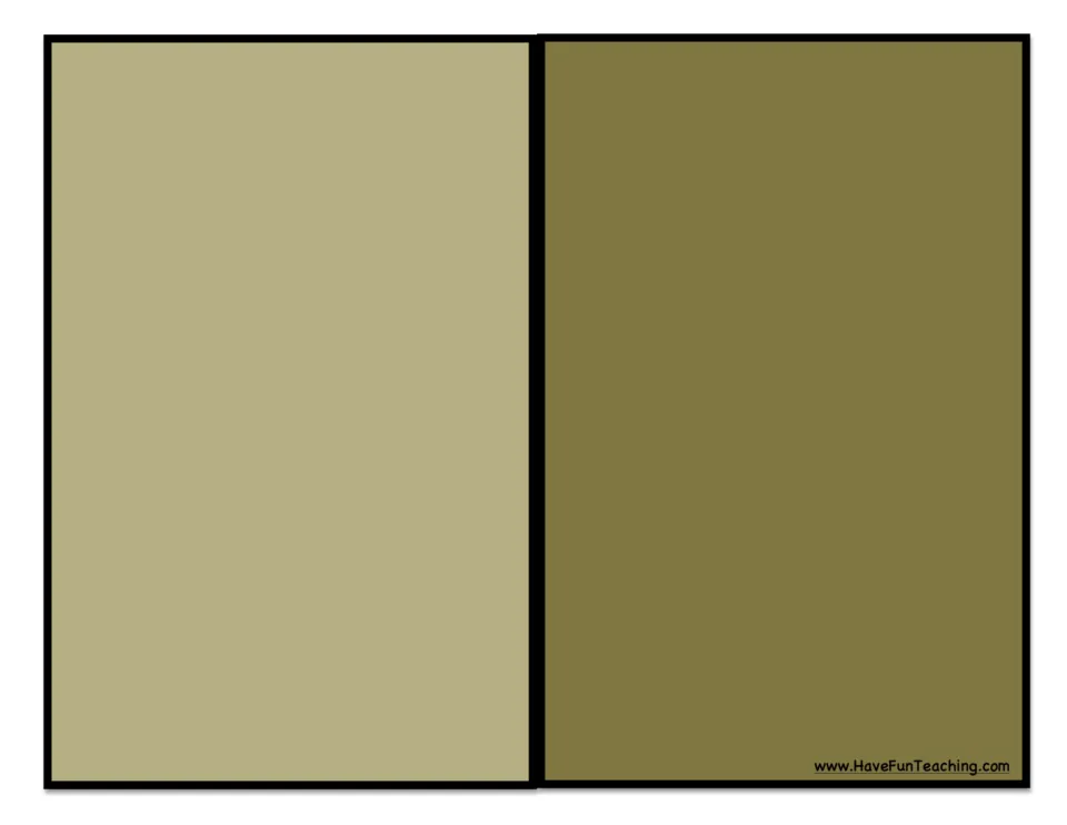 Unlabeled left and right game mat with no words or pictures, so students decide each side on their own when placing cards