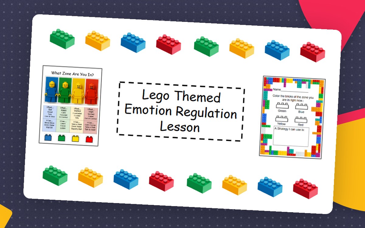 Lego-Themed Emotion Regulation Lesson preview: lego zones of regulation practice pages