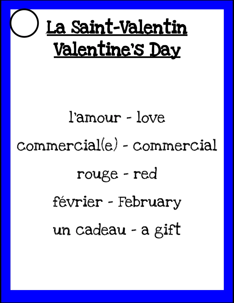 Taboo card 'La Saint-Valentin': describe Valentine's Day while avoiding amour, commercial, rouge, février and cadeau