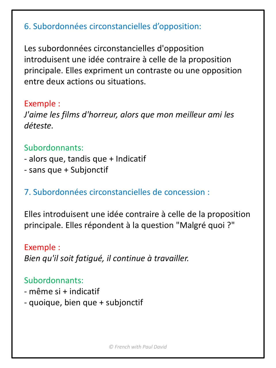 Clauses of opposition and concession: alors que, sans que, même si, bien que with example sentences and moods