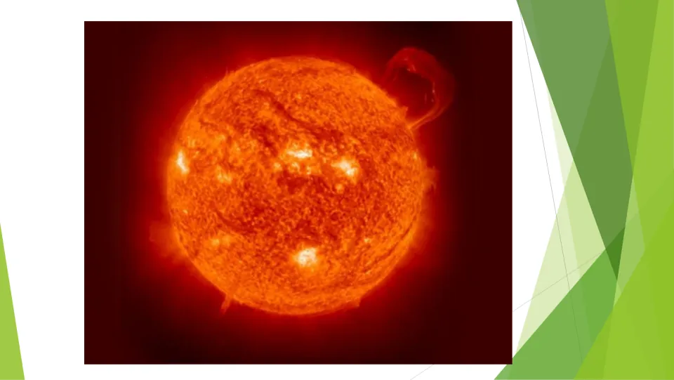 Sun photo for the plasma topic: a glowing orange solar disk with a loop of hot gas arcing from its edge