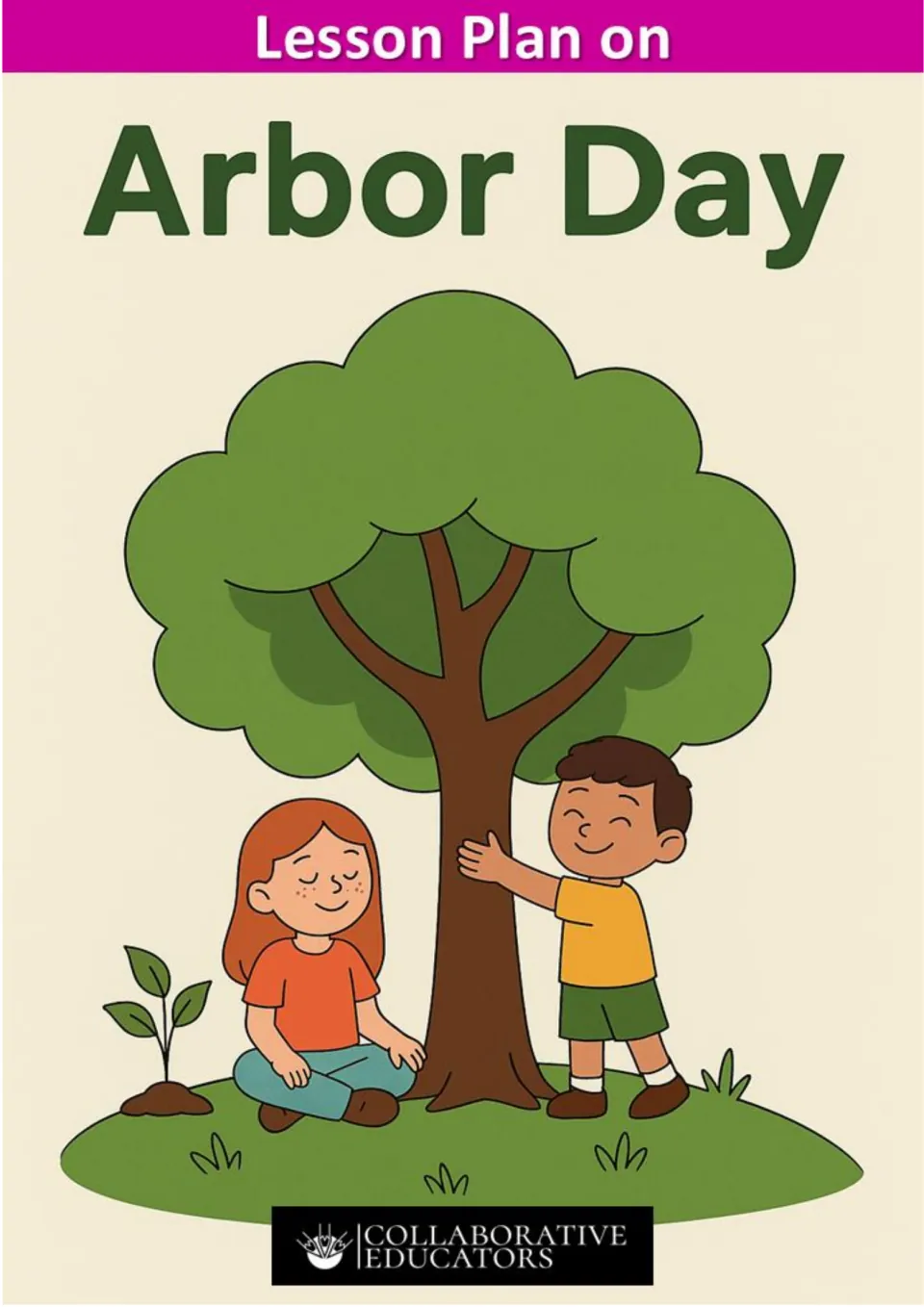 Cover of Lesson Plan on Arbor Day, an elementary lesson resource with student activities and an answer key