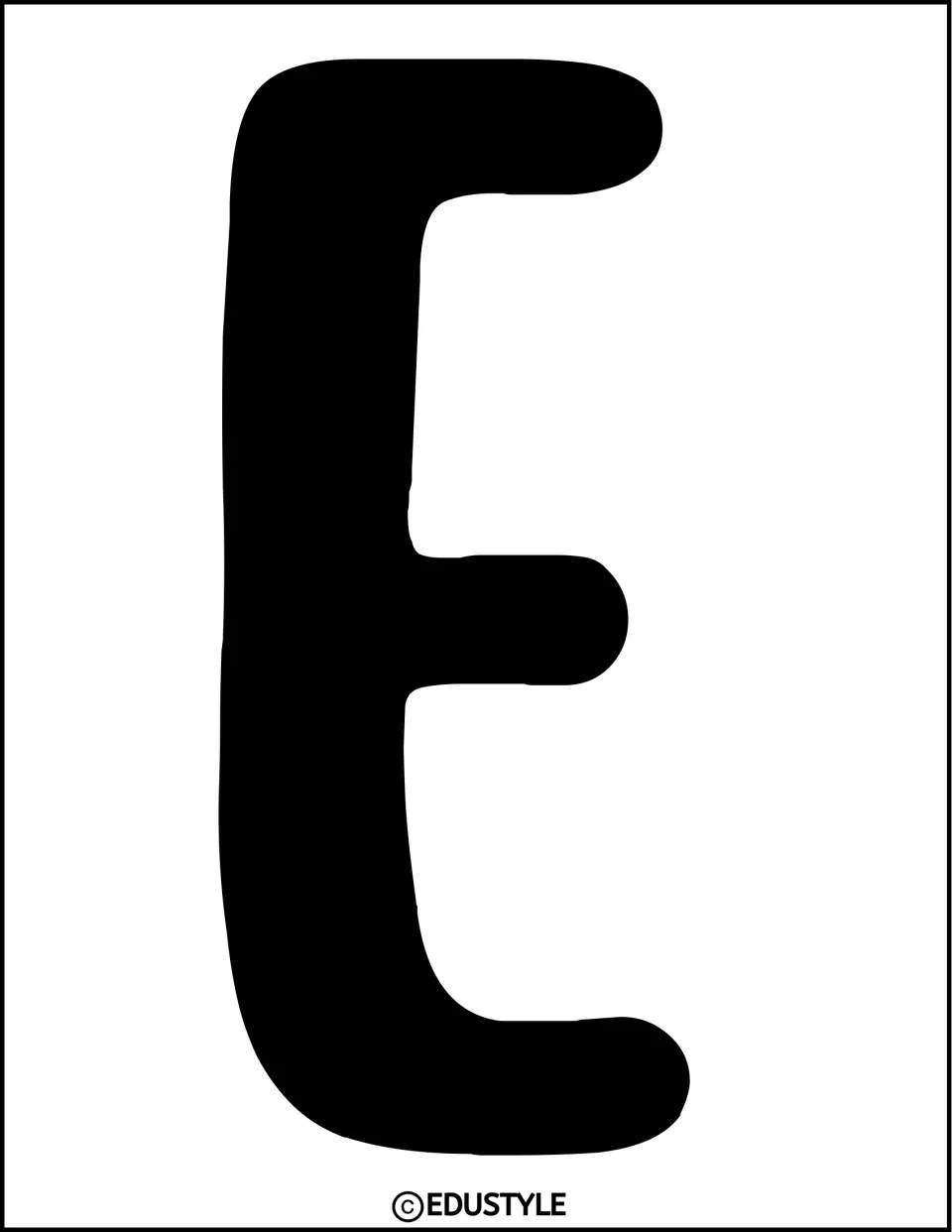 Display letter E in solid black, printed individually as part of the winter bulletin board and door decor kit