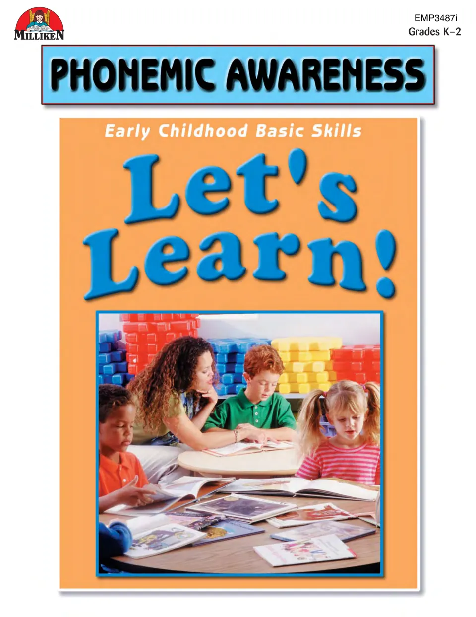 Let's Learn! Phonemic Awareness cover from Milliken showing a teacher reading picture books with young children
