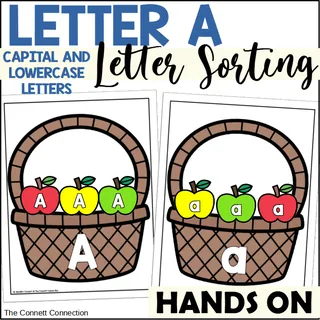 Letter A Sorting – Capital & Lowercase Apple Theme – cover