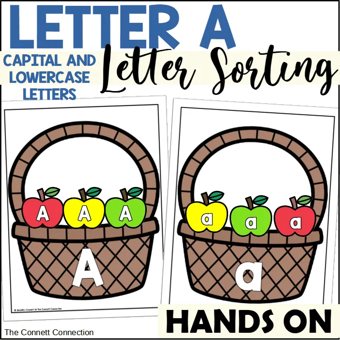 Letter A Sorting – Capital & Lowercase Apple Theme – cover