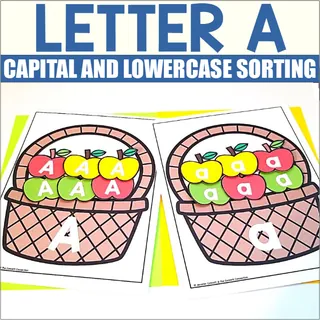 Letter A Sorting – Capital & Lowercase Apple Theme – sample page 2