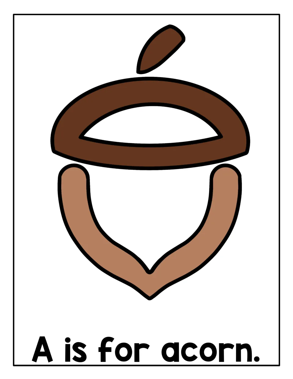 Letter A acorn mat: students press playdough into the blank acorn shape above "A is for acorn" to practise the A sound
