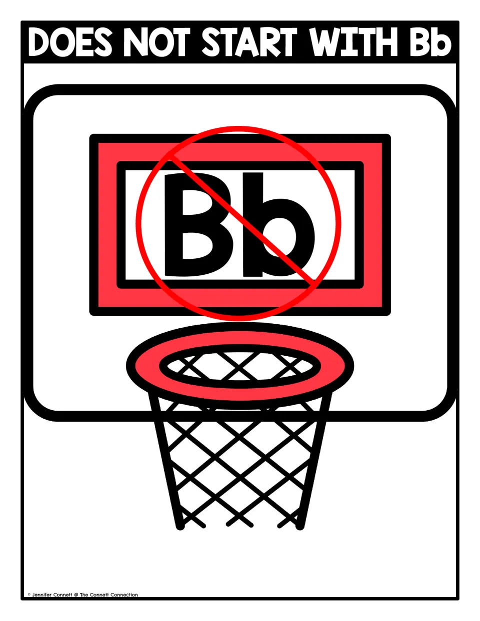 Sort mat headed Does Not Start With Bb: students place picture cards with other beginning sounds in the hoop