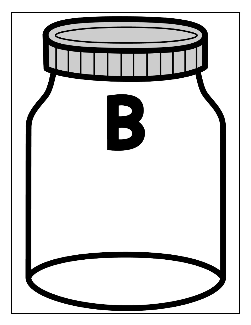 Capital B sorting mat: a large jar labelled B where students place the bug cards showing the uppercase letter