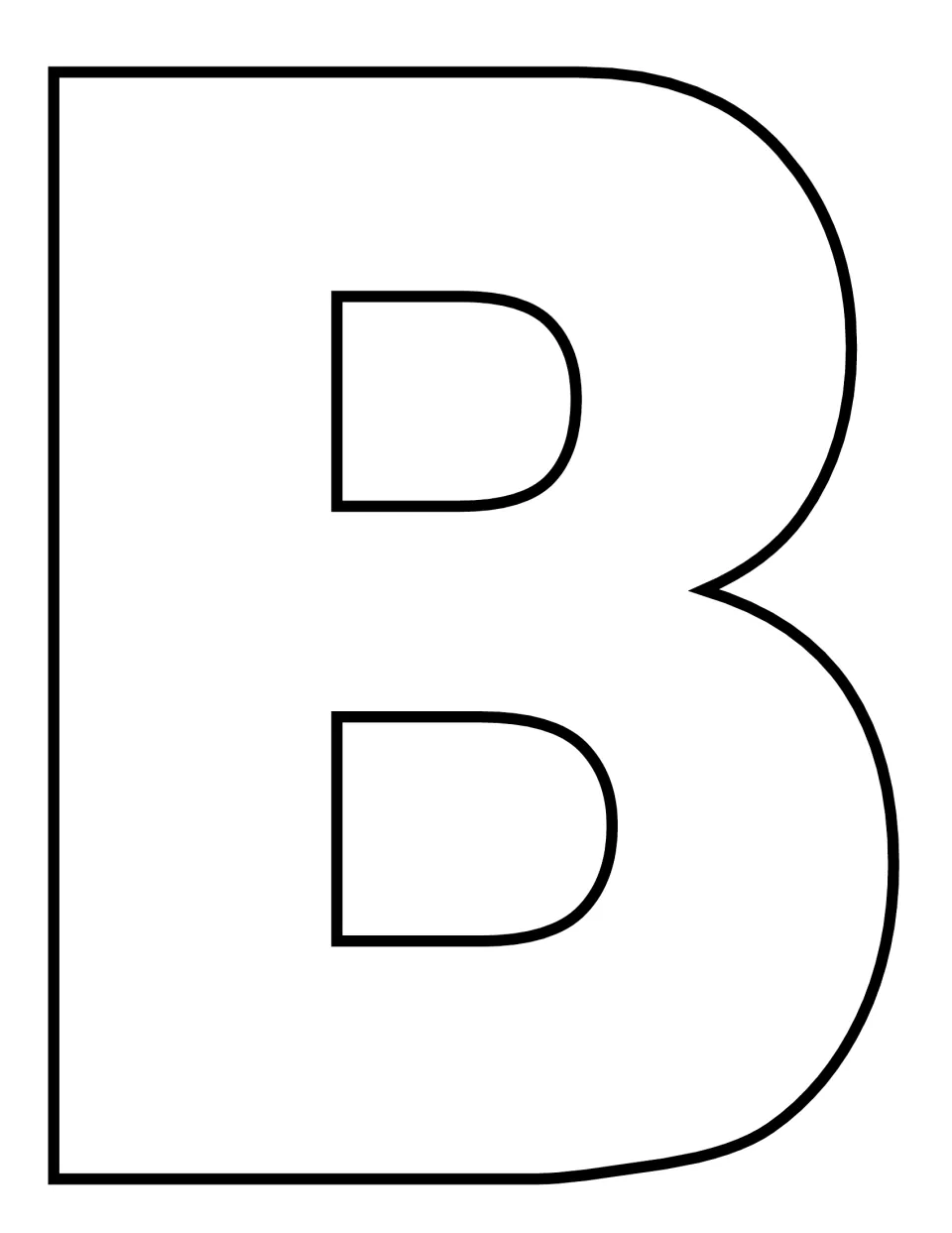 Uppercase B in a thick straight-edged font, a full-page blank shape for students to decorate as a craft mat