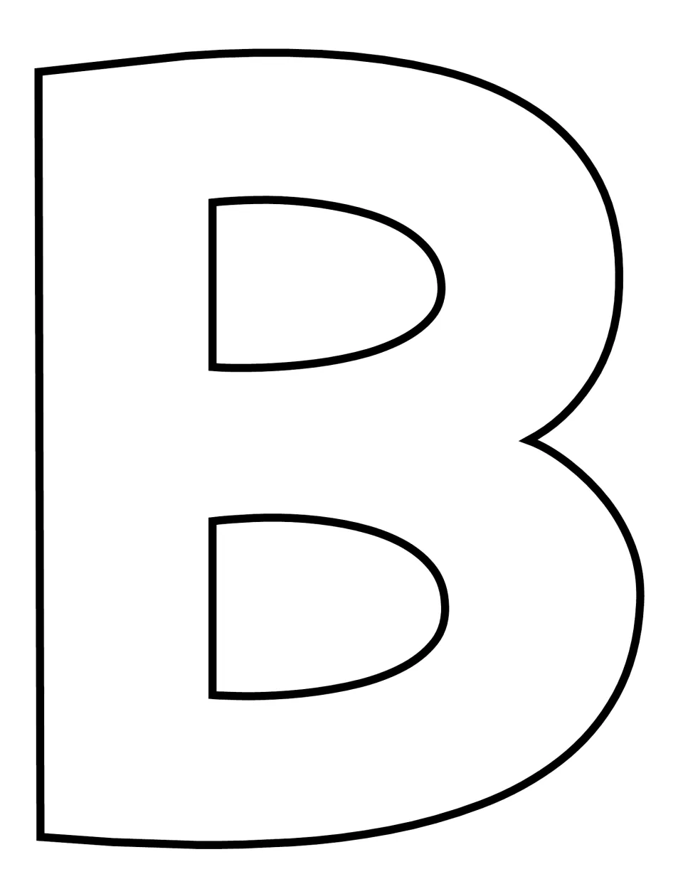 Capital B in a softer rounded style with curved bowls, a second full-page craft mat to fill with paper scraps or paint