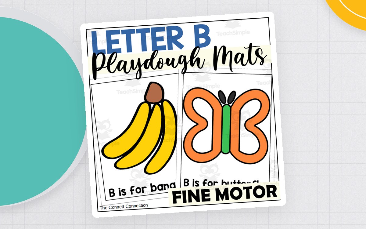 Letter B Playdough Mats preview: Six letter B playdough mats with sentence captions