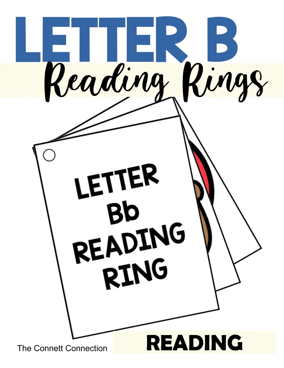 Letter B Reading Rings cover: hole-punched cards fanned together, the top one titled Letter Bb Reading Ring