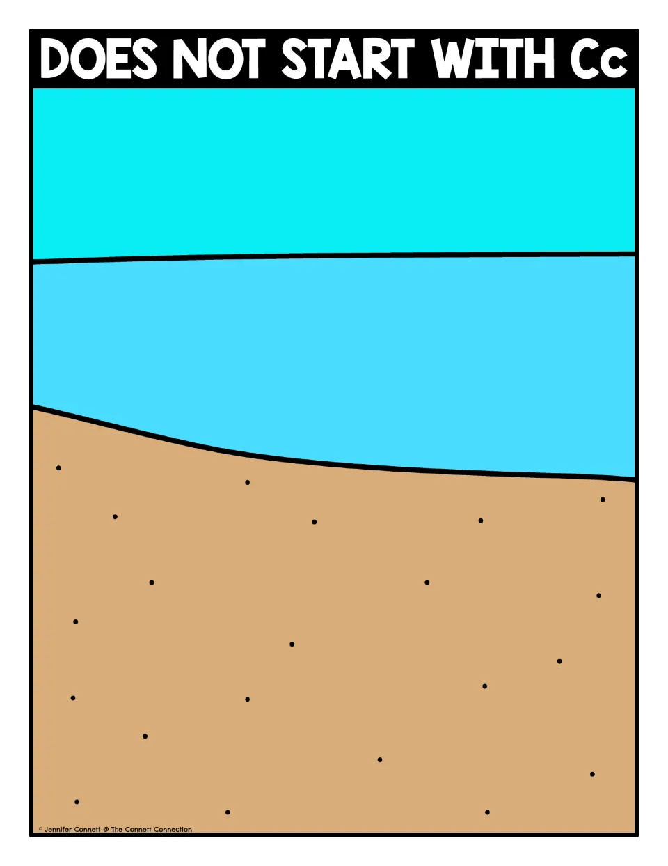 Does Not Start With Cc sorting mat: matching beach scene where students place pictures that begin with other sounds