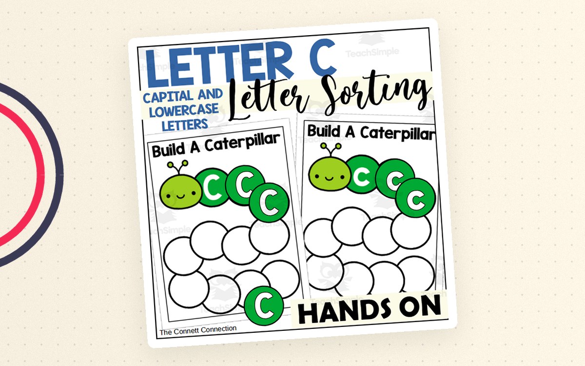 Letter C Capital and Lowercase Letter Sorting Activity preview: A Letter C title/cover page