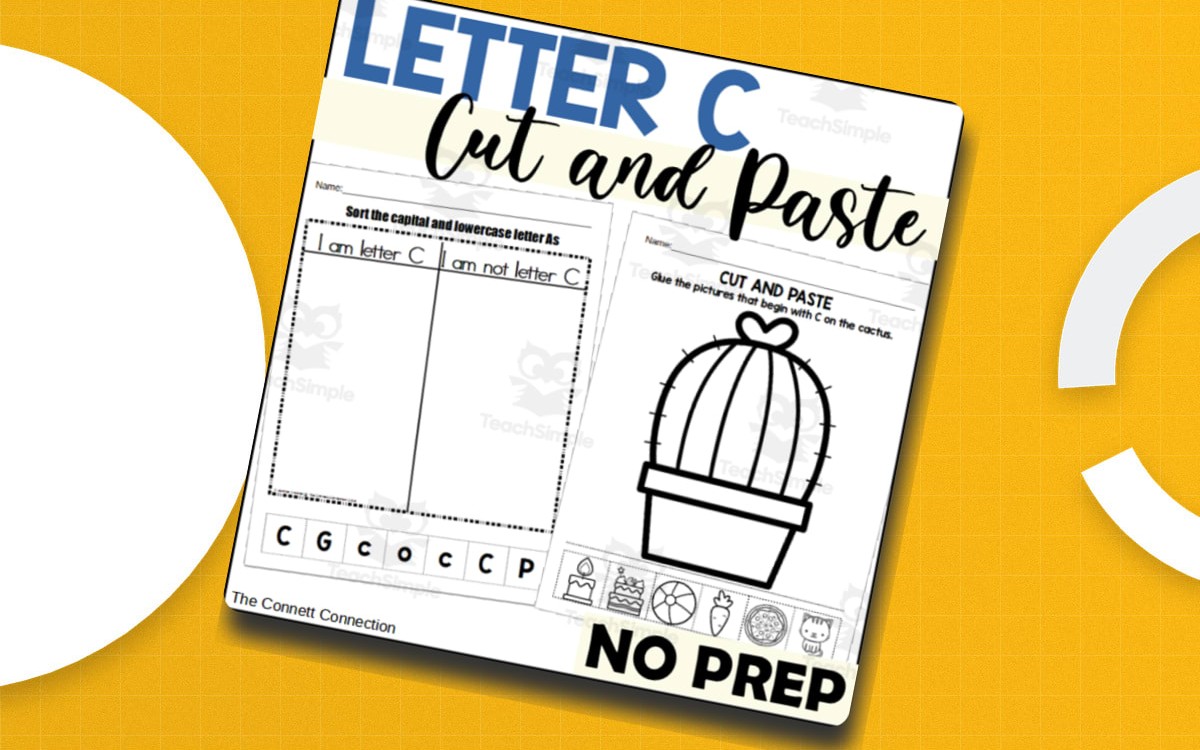 Letter C Cut and Paste Worksheets preview: Beginning-C picture sort