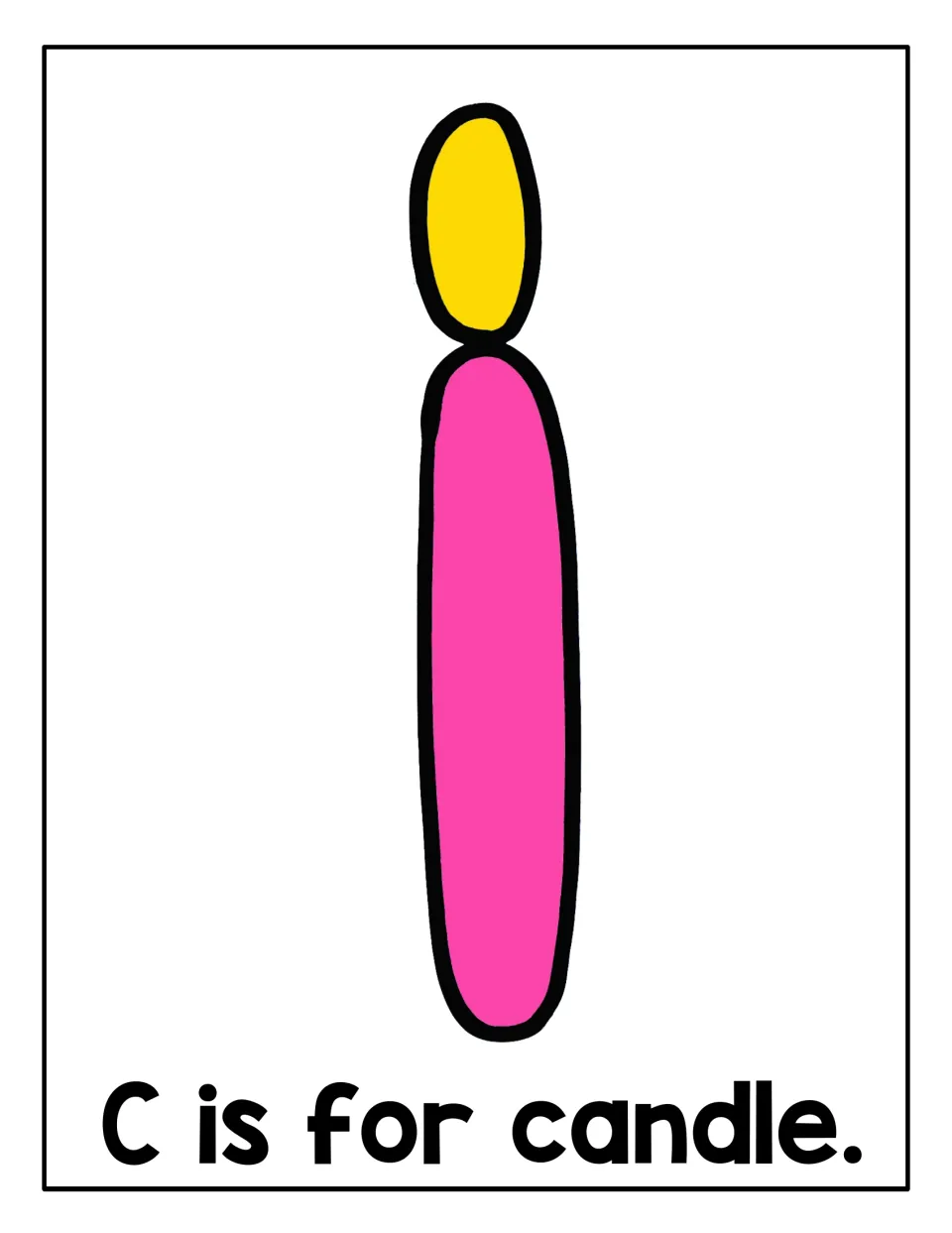 C is for candle: students shape playdough into a pink candle with a yellow flame for letter C picture practice