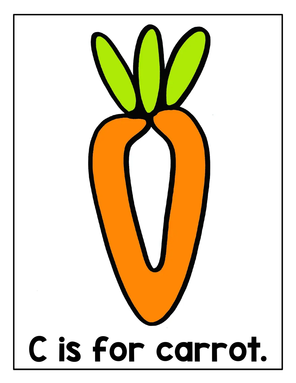 C is for carrot: students roll orange playdough for the carrot and green playdough for its three leafy tops