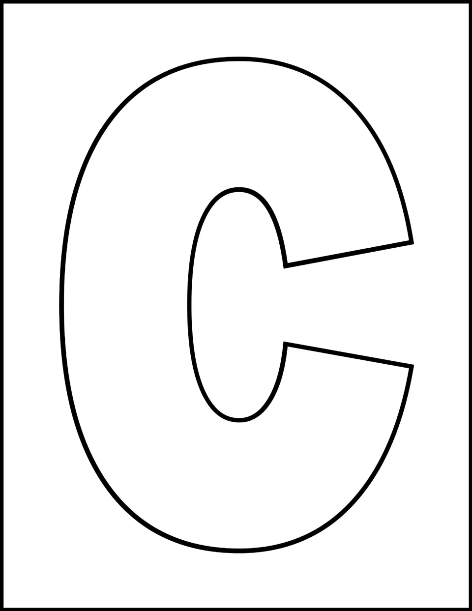 Letter C template: a single giant outlined C filling the whole page, for students to color in