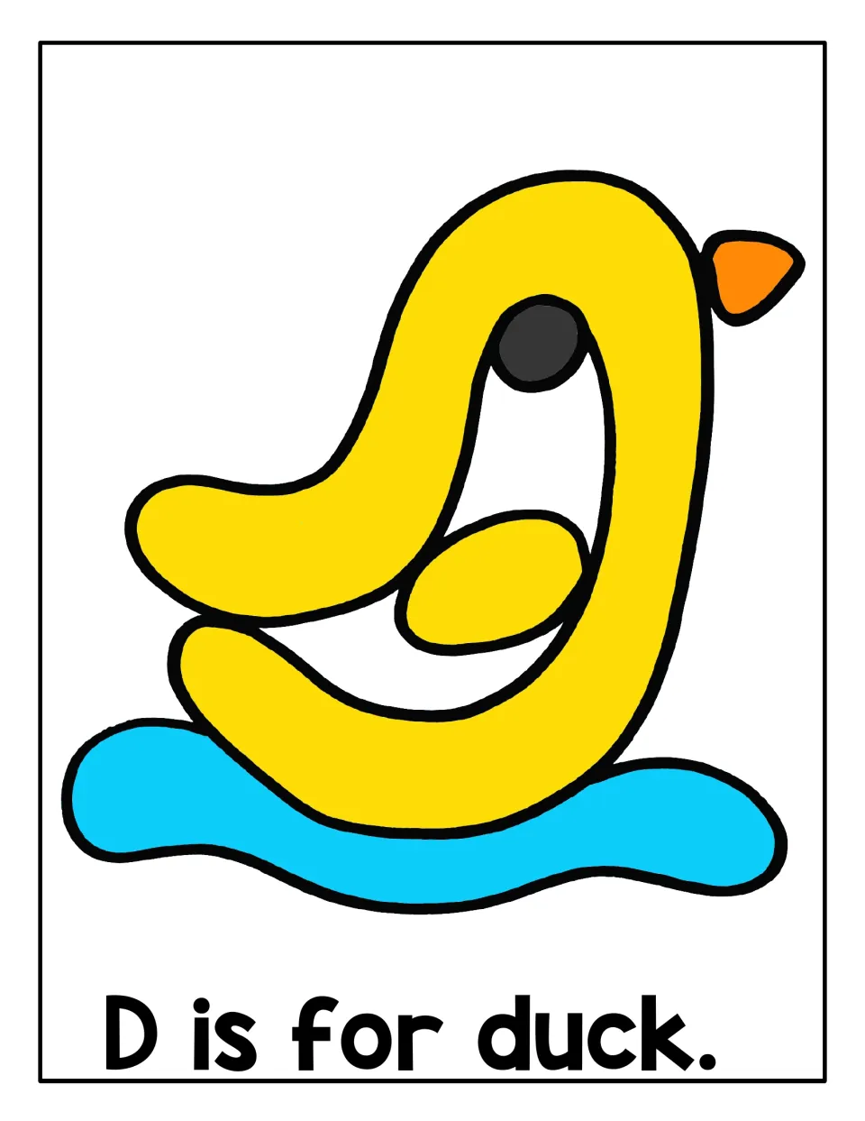 D is for duck: students roll playdough snakes onto a yellow duck on blue water, shaped like a lowercase d