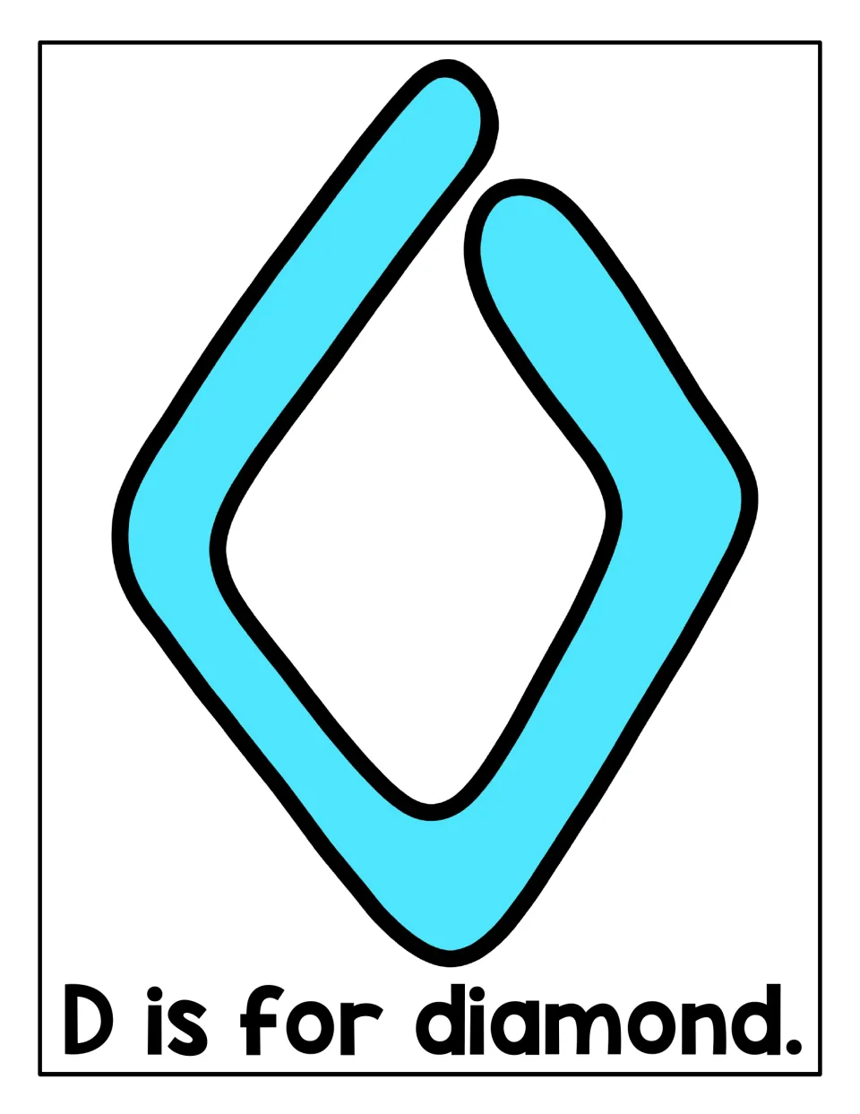 D is for diamond: students lay rolled playdough over a blue diamond outline that opens at the top