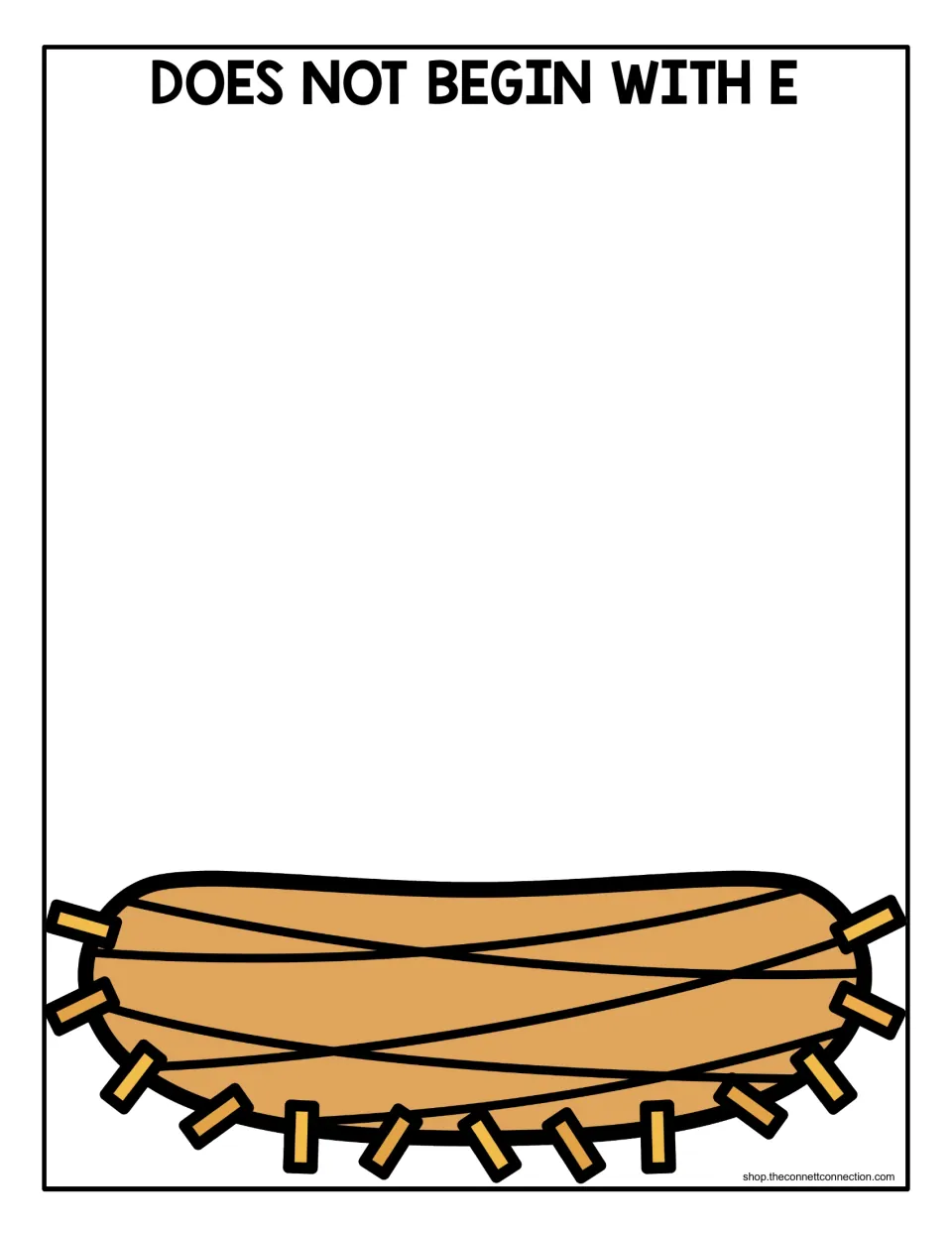 Does not begin with E sorting mat: students place egg picture cards for words without the E sound in the nest