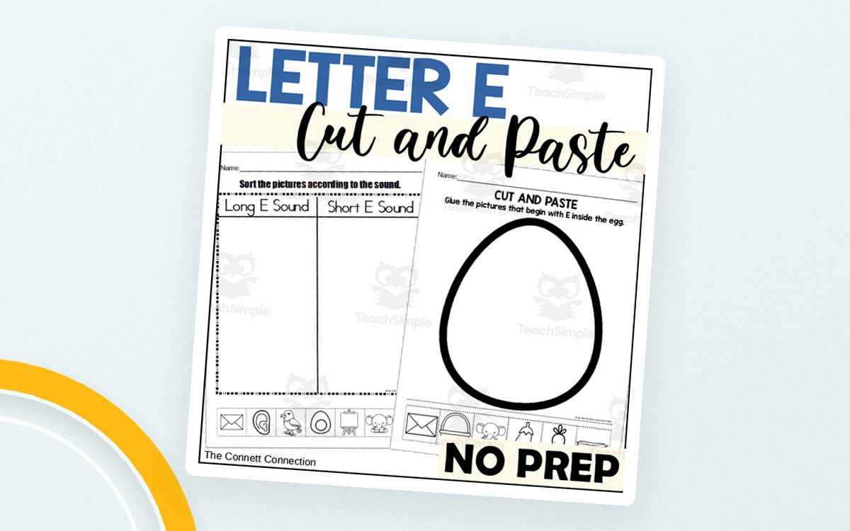 Letter E Cut and Paste Worksheets preview