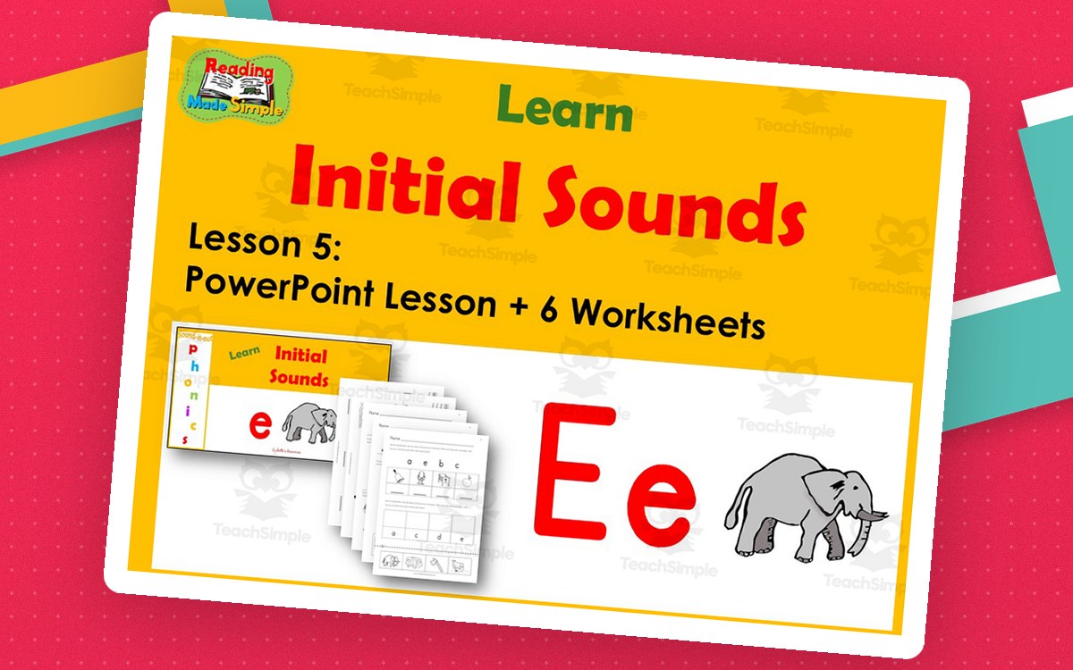 Letter E: PowerPoint and Worksheets: Lesson 5 preview