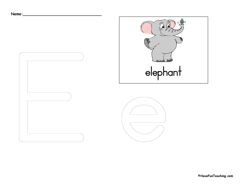 Letter E Tracing Worksheet teaching resource preview