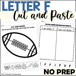 Letter F Cut and Paste Worksheets – cover