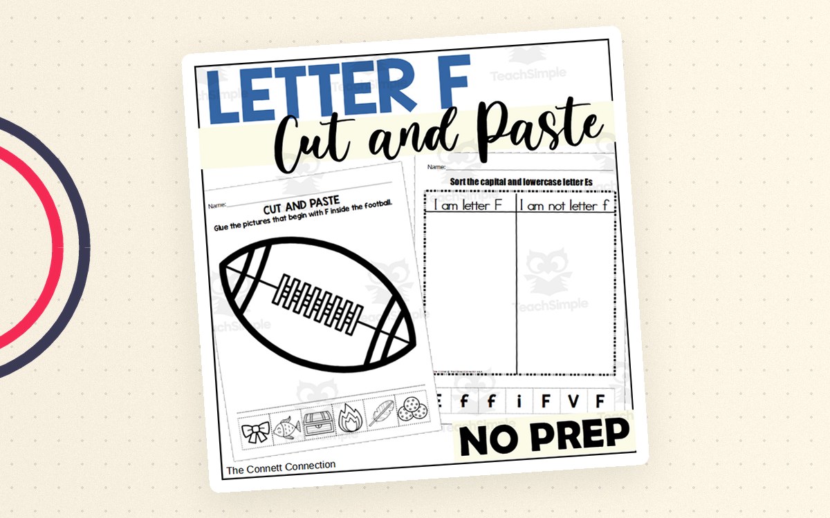 Letter F Cut and Paste Worksheets teaching resource preview