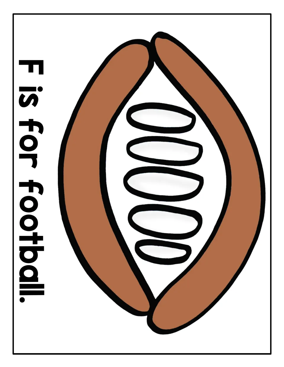 Letter F mat, F is for football: students shape playdough over a brown football with white laces while saying /f/