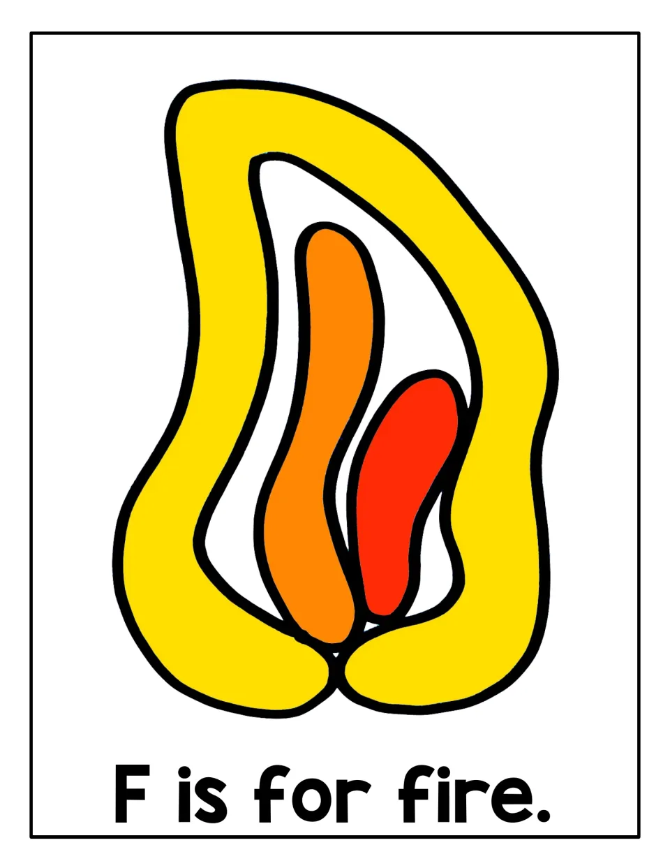 Letter F mat, F is for fire: students roll playdough into a yellow, orange and red flame to practise the beginning F sound