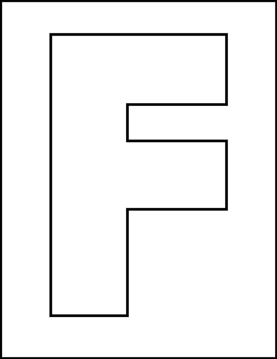 Large outline of an uppercase letter F filling the page, left blank for students to color, decorate or fill in