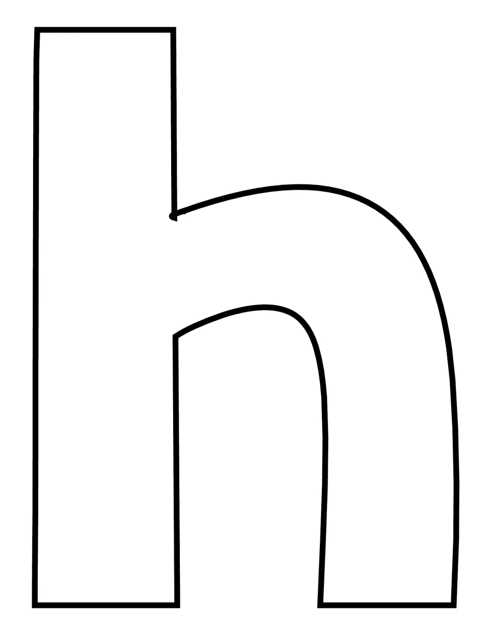 Lowercase h outline, hand-drawn version: students fill the letter shape with stickers, dot art or glued craft pieces