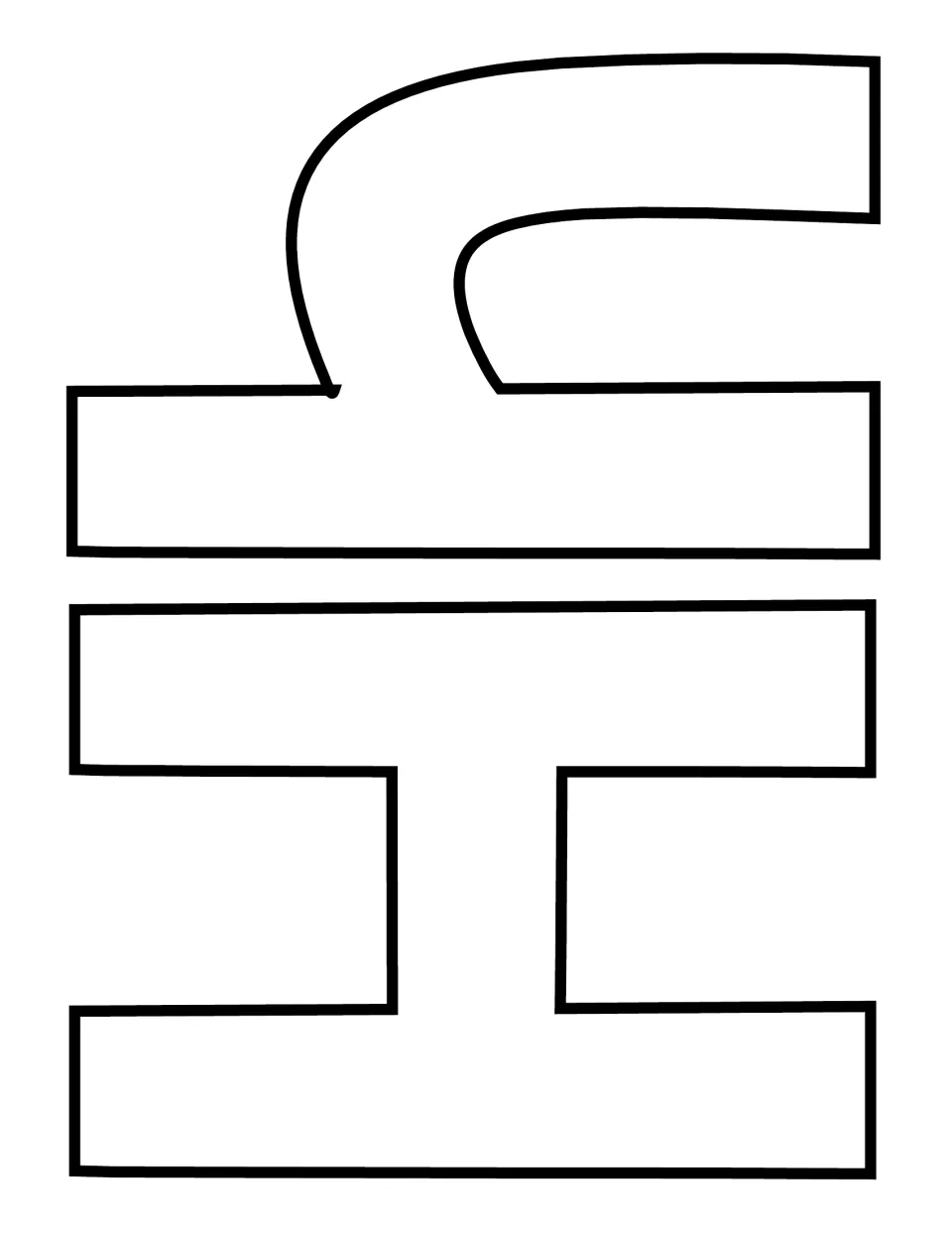 Hand-drawn uppercase H and lowercase h pair, turned sideways, for matching capital and small letter forms in one craft