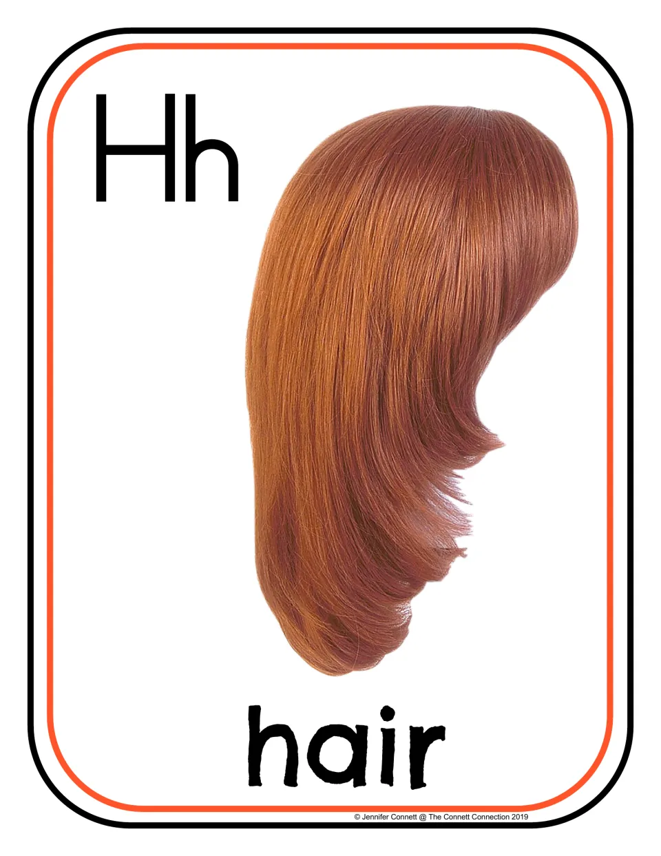 Letter H photograph poster/card 1 of 20, showing uppercase H, lowercase h, and hair labeled 'hair'