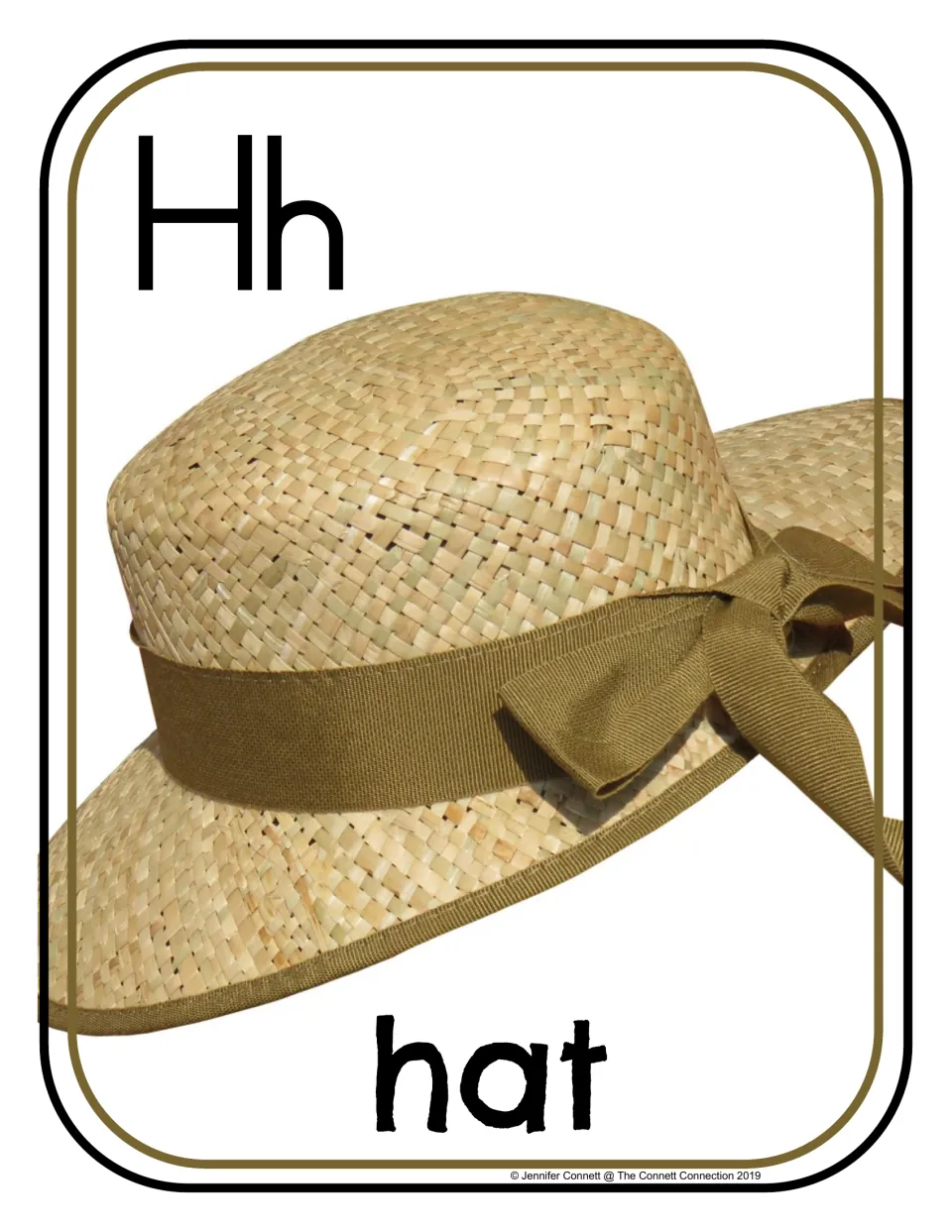 Letter H photograph poster/card 4 of 20, showing uppercase H, lowercase h, and a straw hat labeled 'hat'