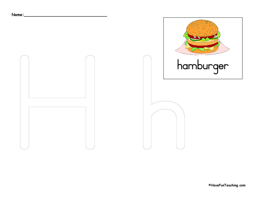 Letter H Tracing Worksheet teaching resource preview