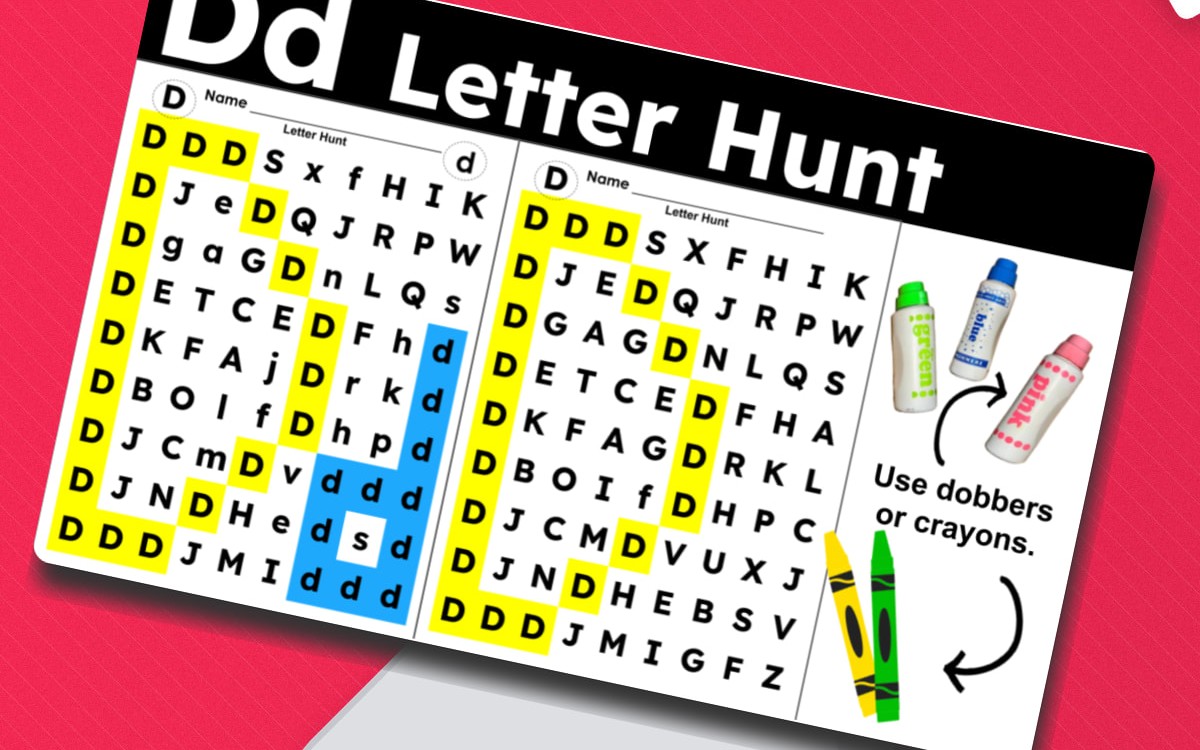 Letter Hunt Letter D Activities preview: A Letter D activity cover