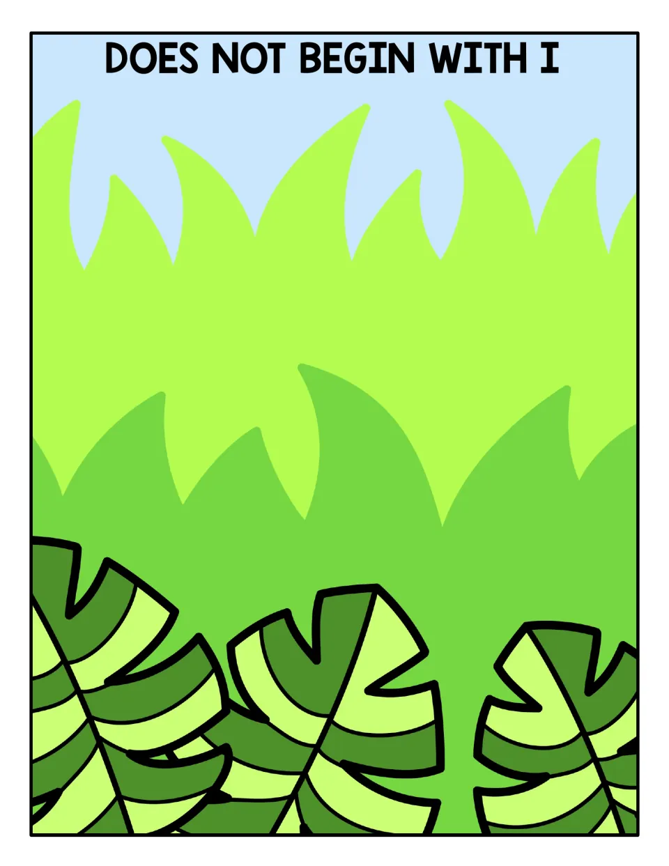 Does Not Begin With I sorting mat: jungle scene where students place ant cards whose pictures start with other sounds
